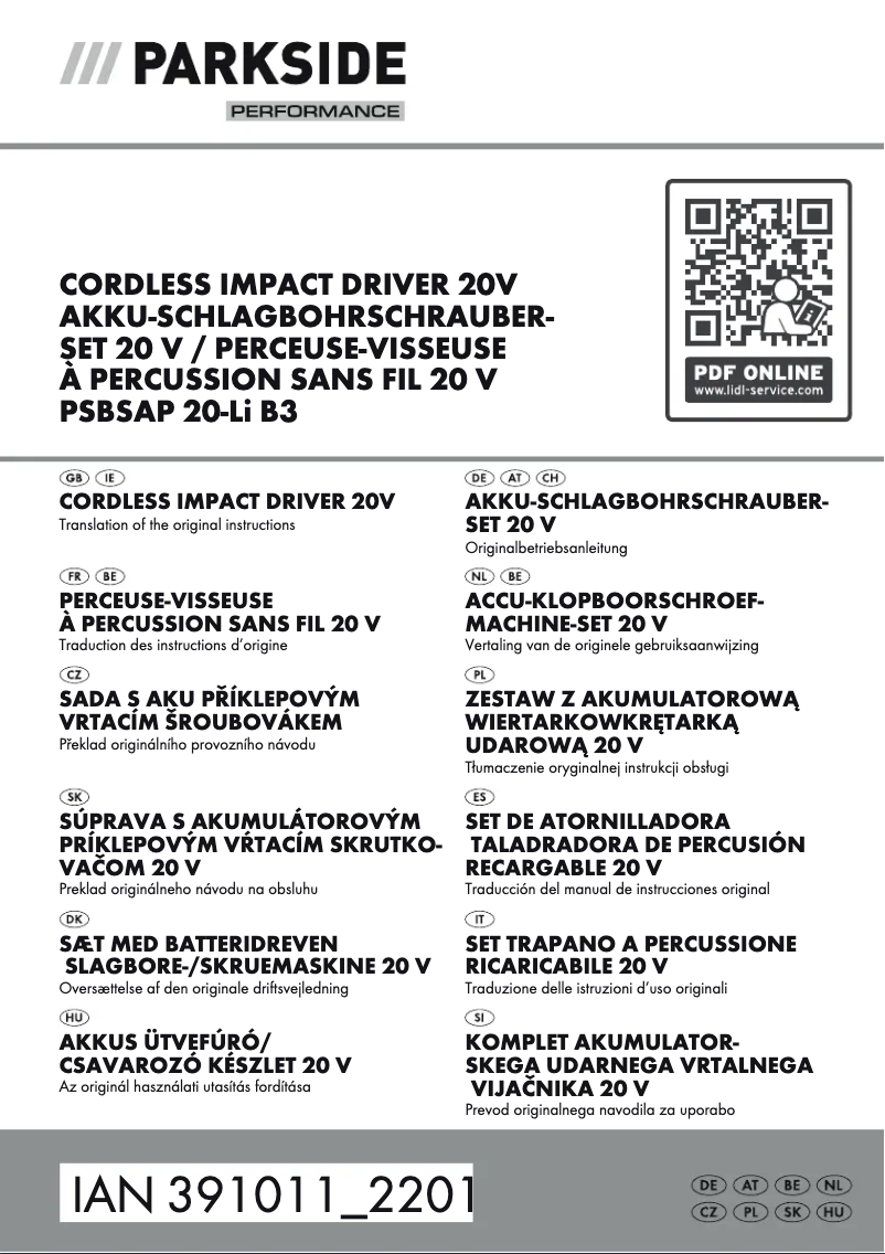 Image de la première page du manuel de l'appareil PSBSAP 20-Li B3