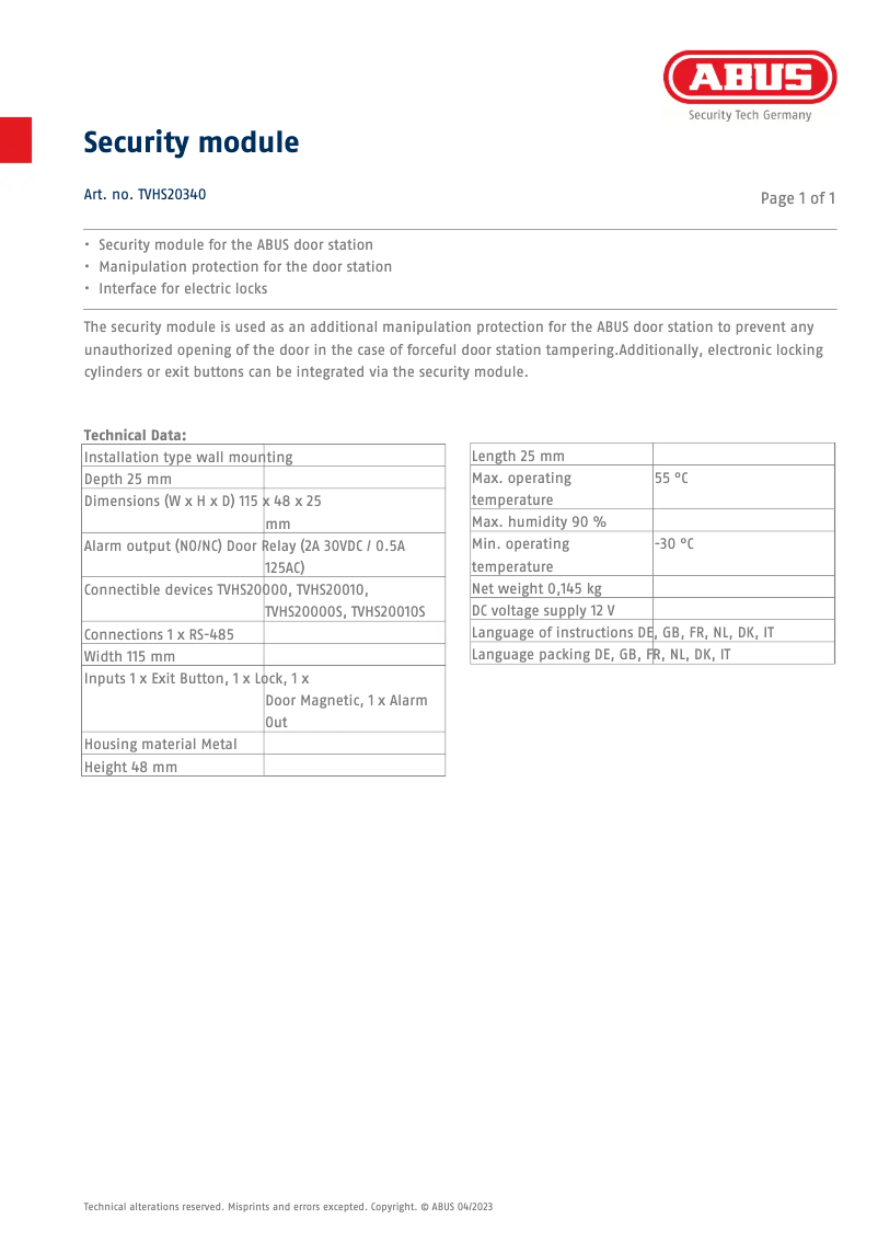 Image de la première page du manuel de l'appareil TVHS20340