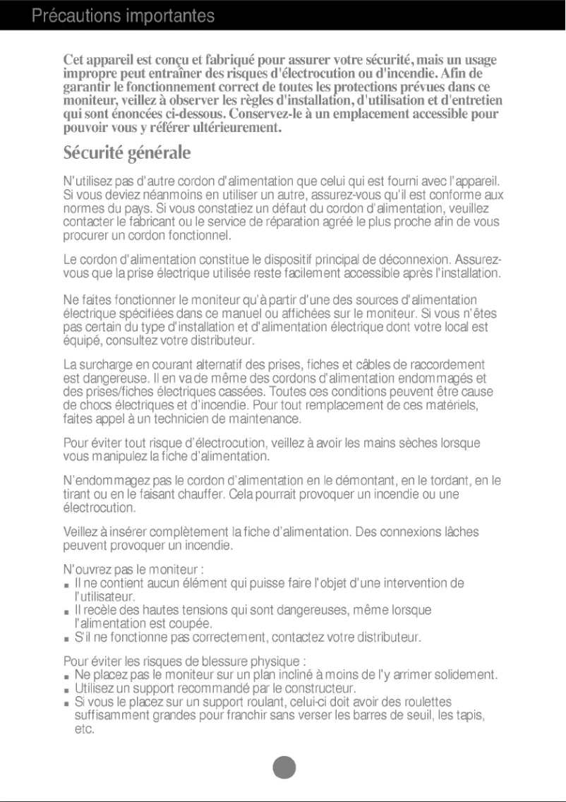 Image de la première page du manuel de l'appareil T530SS