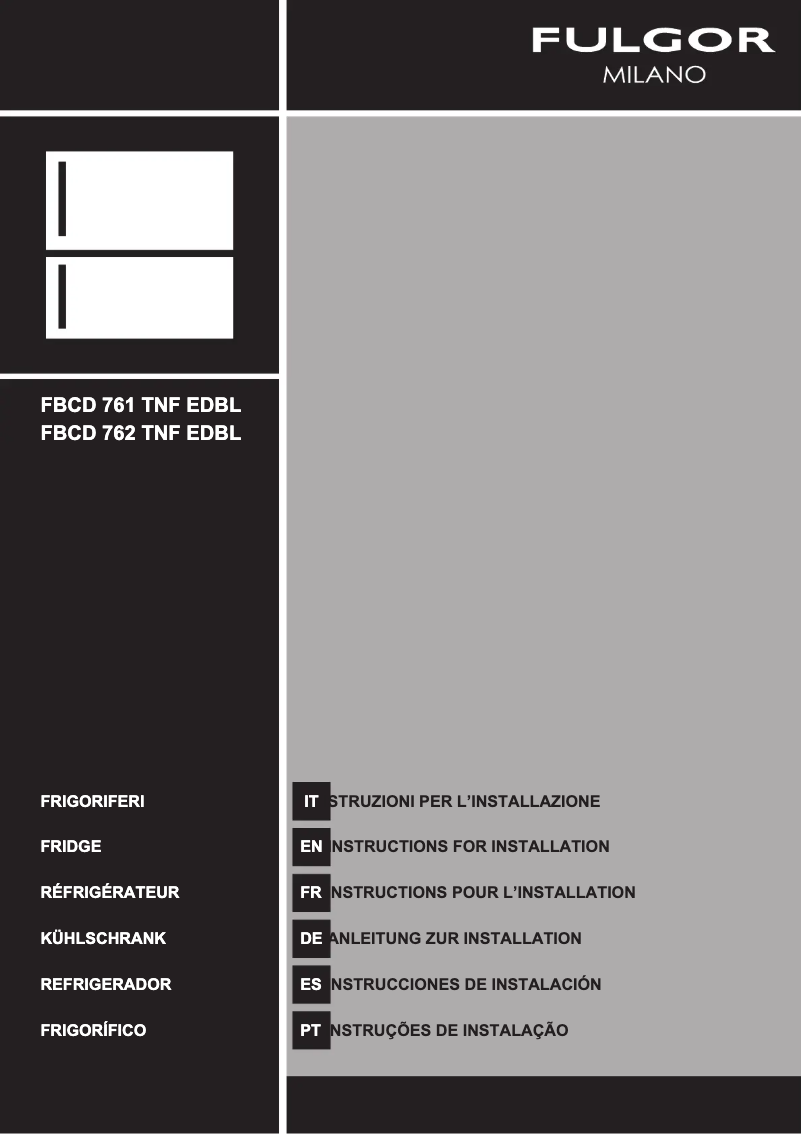 Page n°1 - Guide d'installation Fulgor Milano FBCD 761 TNF EDBL