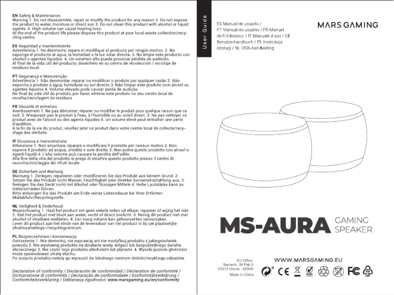 Page 1 de la notice Manuel utilisateur Mars Gaming MS-AURA