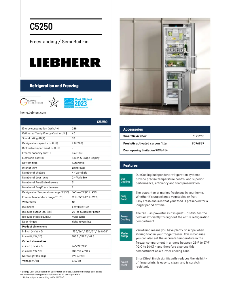 Page n°1 - Fiche technique Liebherr C5250