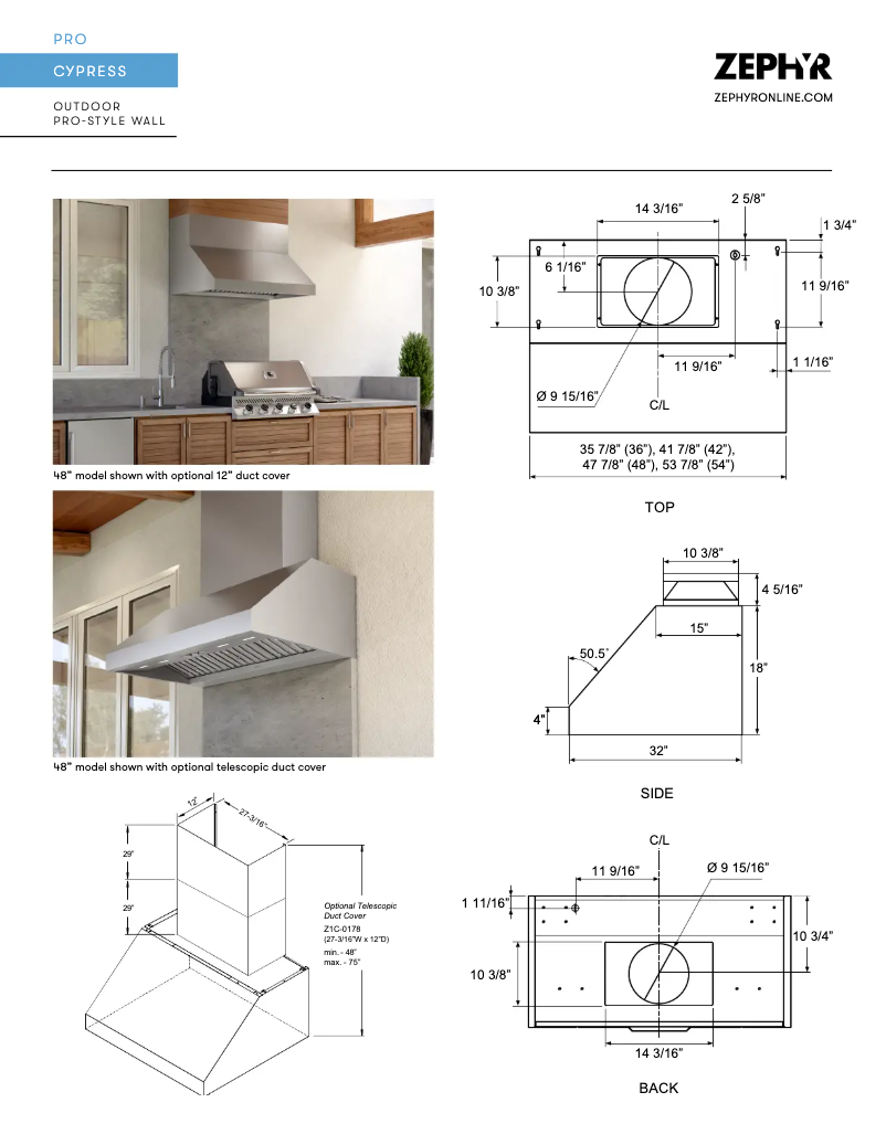Page 1 de la notice Fiche technique Zephyr AK7854CS