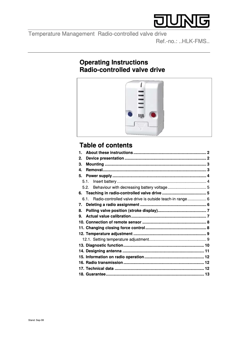 Image de la première page du manuel de l'appareil HLK-FMS