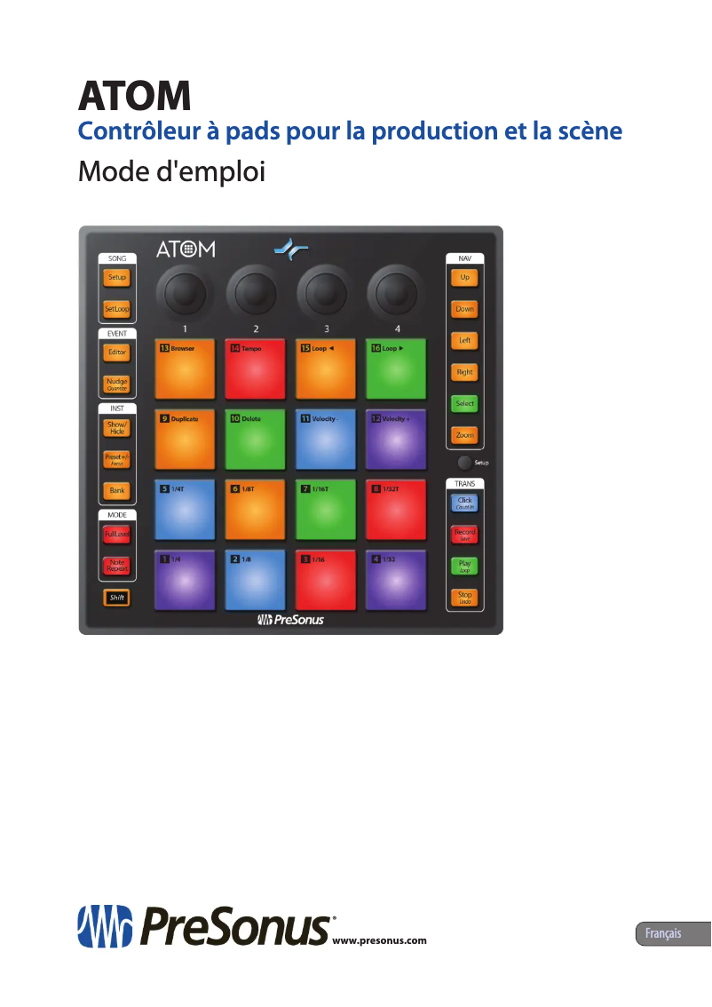 Page 1 de la notice Manuel utilisateur PreSonus Atom