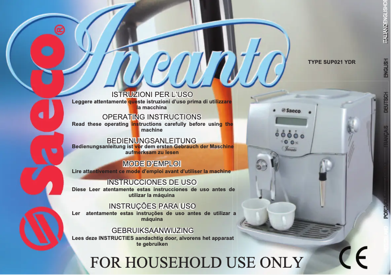 Image de la première page du manuel de l'appareil Saeco Incanto Digital
