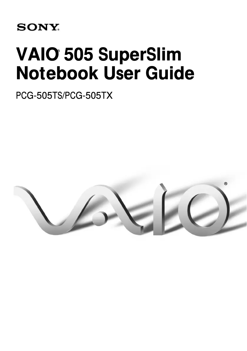 Page n°1 - Manuel utilisateur Sony Vaio PCG-505TS