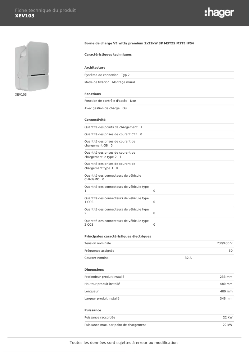 Image de la première page du manuel de l'appareil XEV103