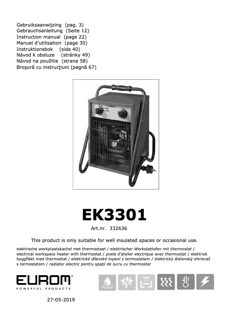 Page n°1 - Manuel utilisateur Eurom EK3301