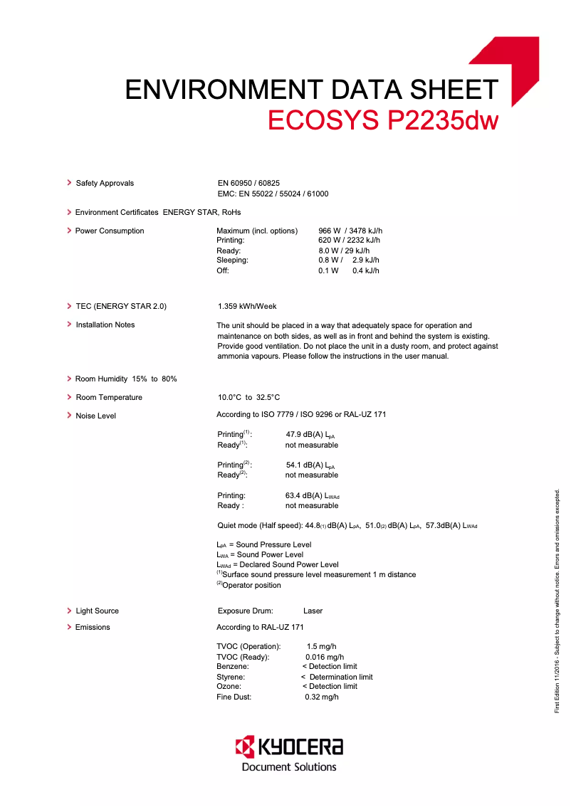 Image de la première page du manuel de l'appareil ECOSYS P2235dw