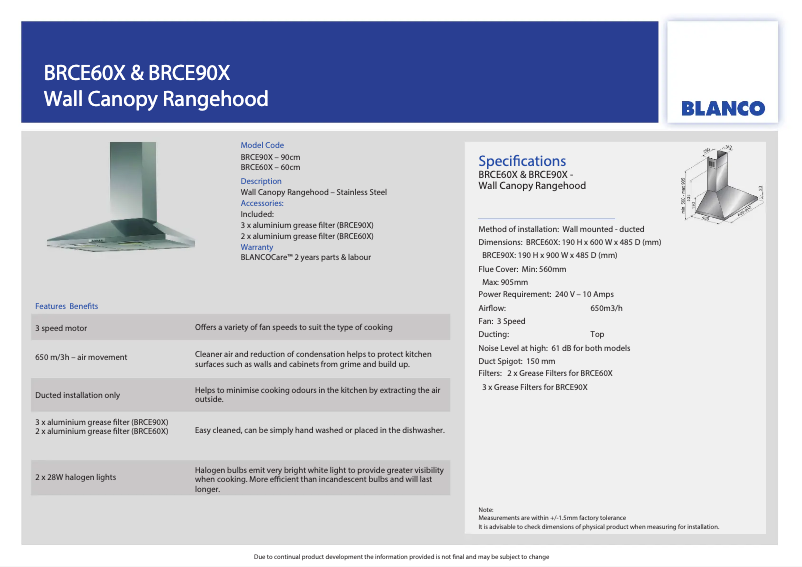 Image de la première page du manuel de l'appareil BRCE90X