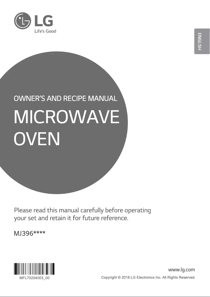Page 1 de la notice Manuel utilisateur LG MJ3965BQS