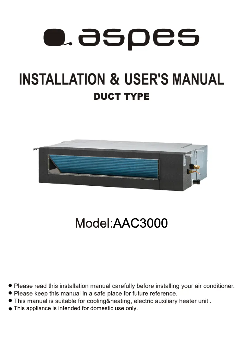 Page n°1 - Manuel utilisateur Aspes AAC3000