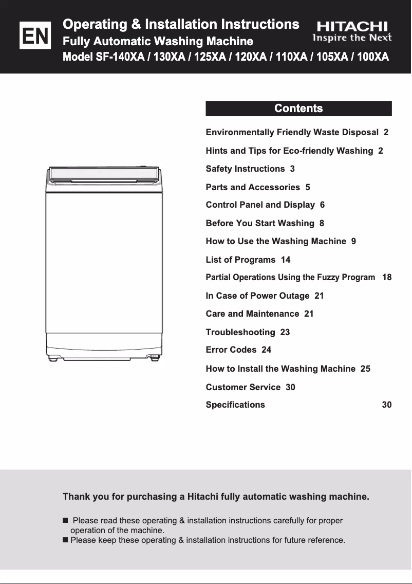 Image de la première page du manuel de l'appareil SF-125XA