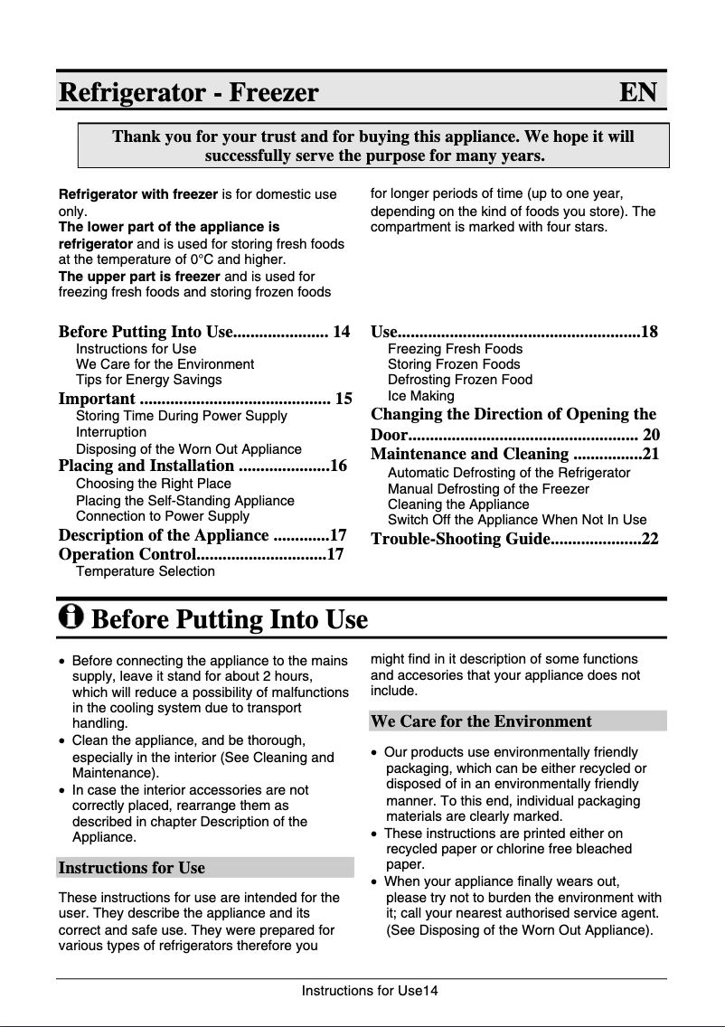 Page n°1 - Manuel utilisateur Gorenje RF3181W