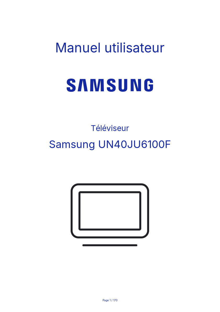 Page 1 de la notice Manuel utilisateur Samsung UN40JU6100F