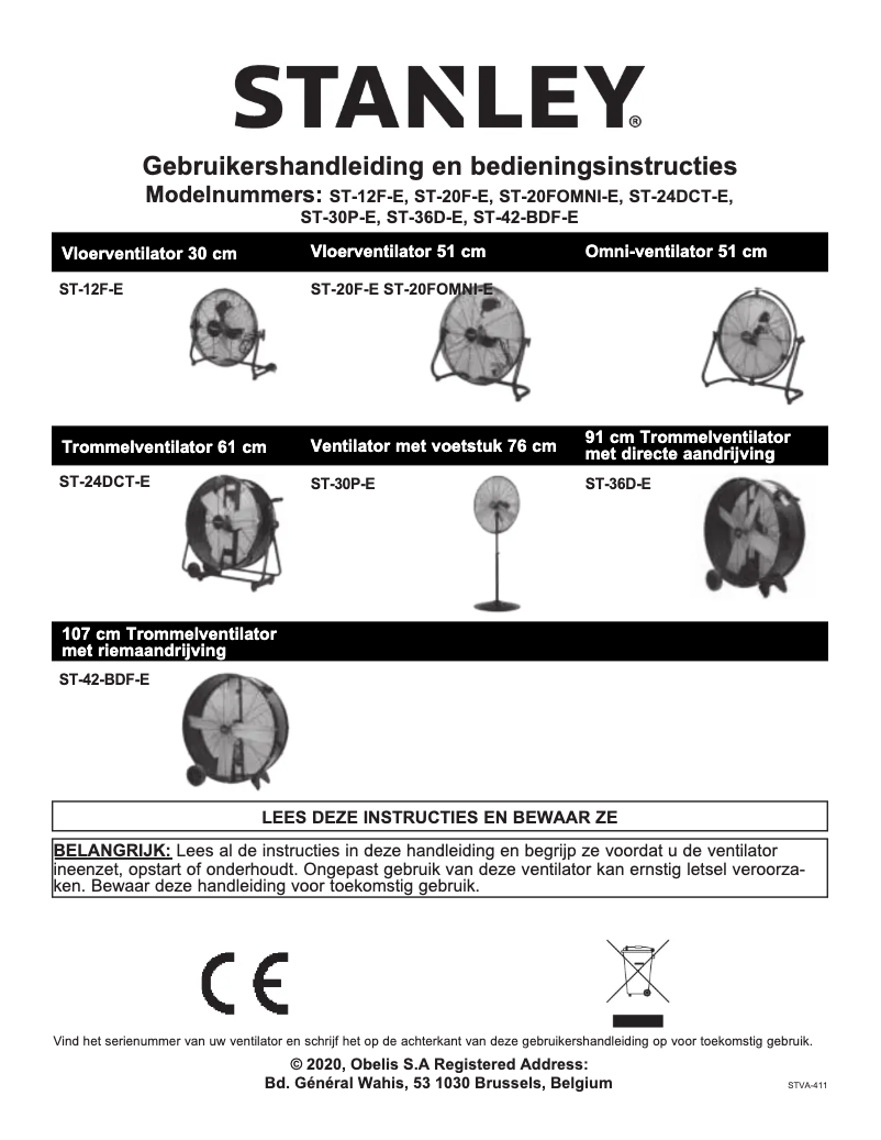 Page 1 de la notice Manuel utilisateur Stanley ST-20F-E
