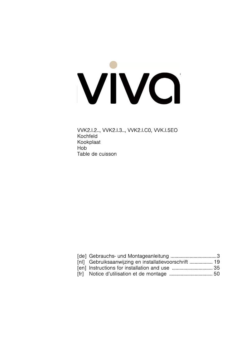 Page n°1 - Manuel utilisateur Viva VVK26I15C0