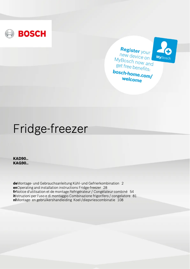 Page n°1 - Guide d'installation Bosch KAD90VB20