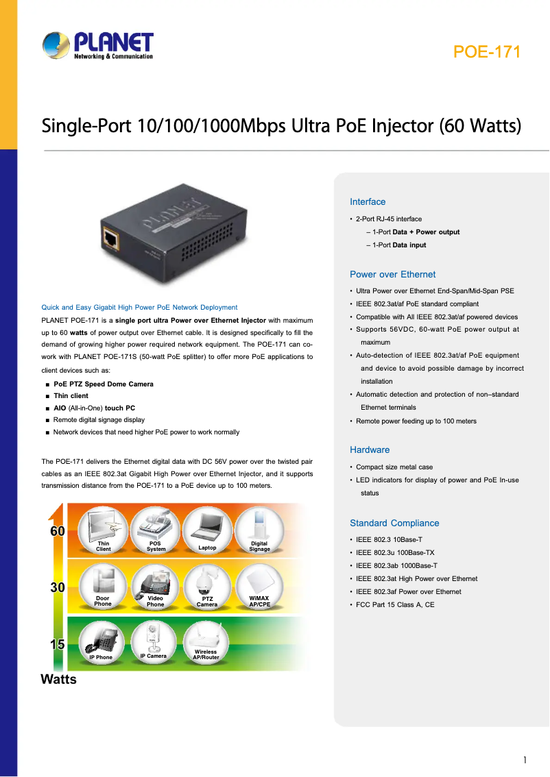 Image de la première page du manuel de l'appareil POE-171