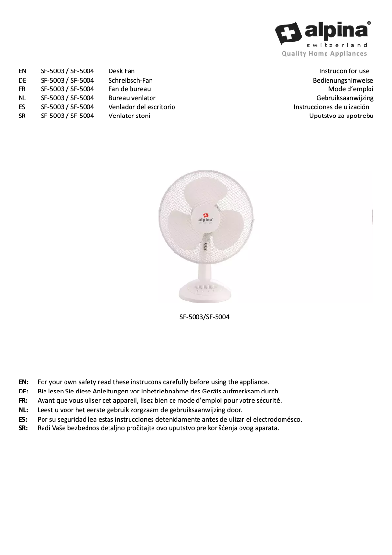 Page 1 de la notice Manuel utilisateur Alpina SF-5004