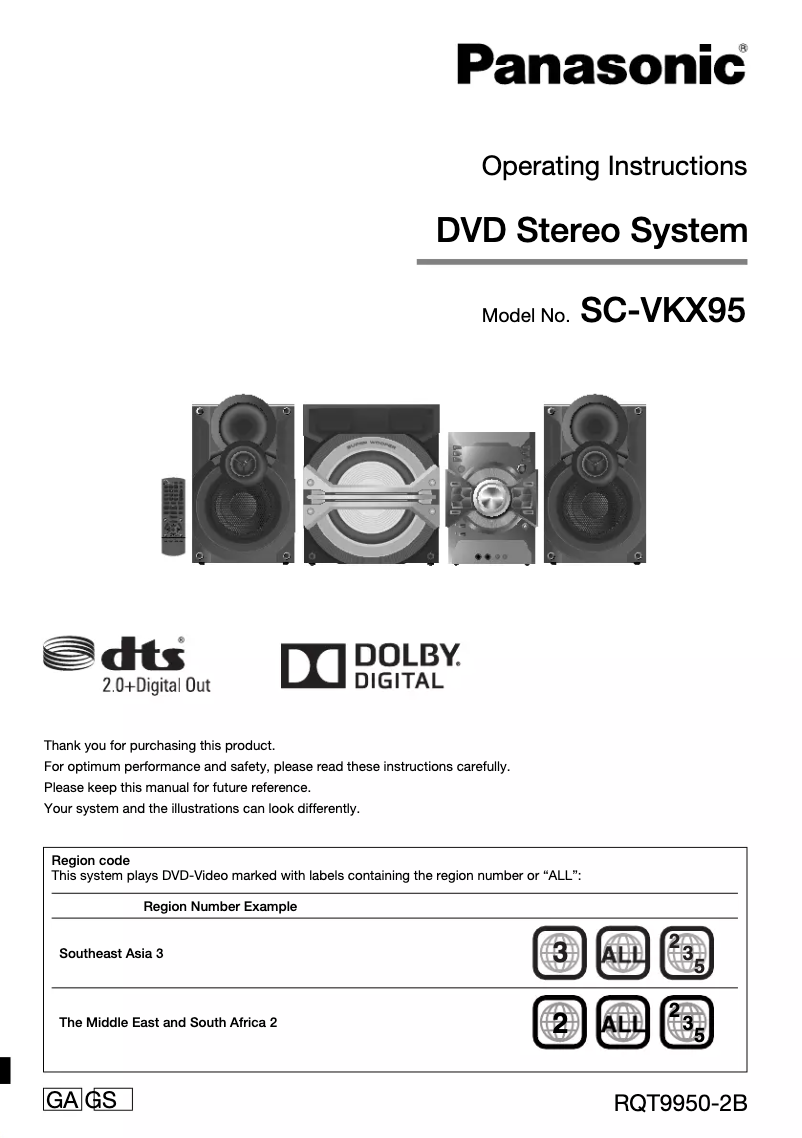 Image de la première page du manuel de l'appareil SC-VKX95
