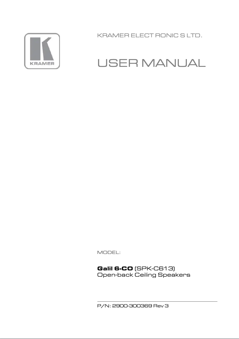 Page n°1 - Manuel utilisateur Kramer Galil-6-CO