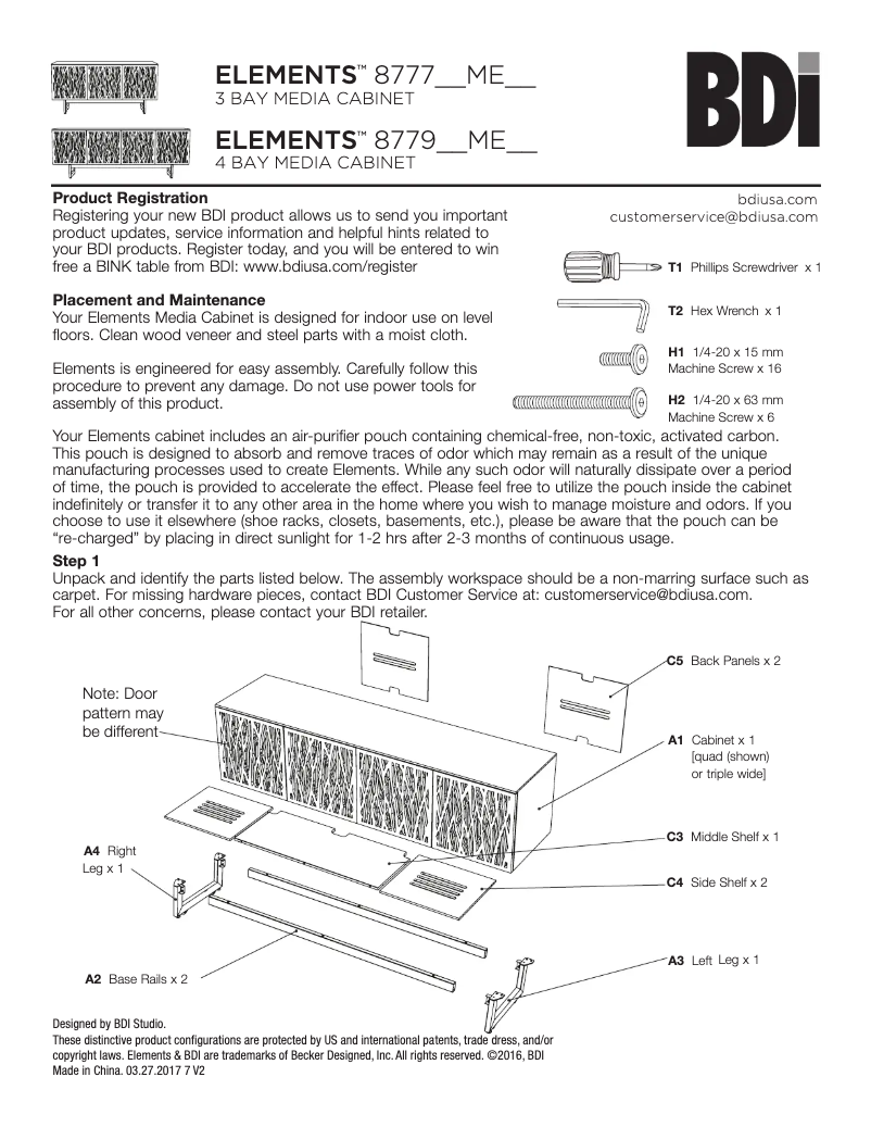 Page n°1 - Manuel utilisateur BDI Elements 8777