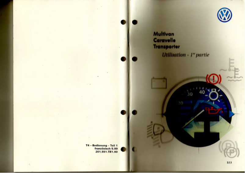 Image de la première page du manuel de l'appareil Transporter (1999)