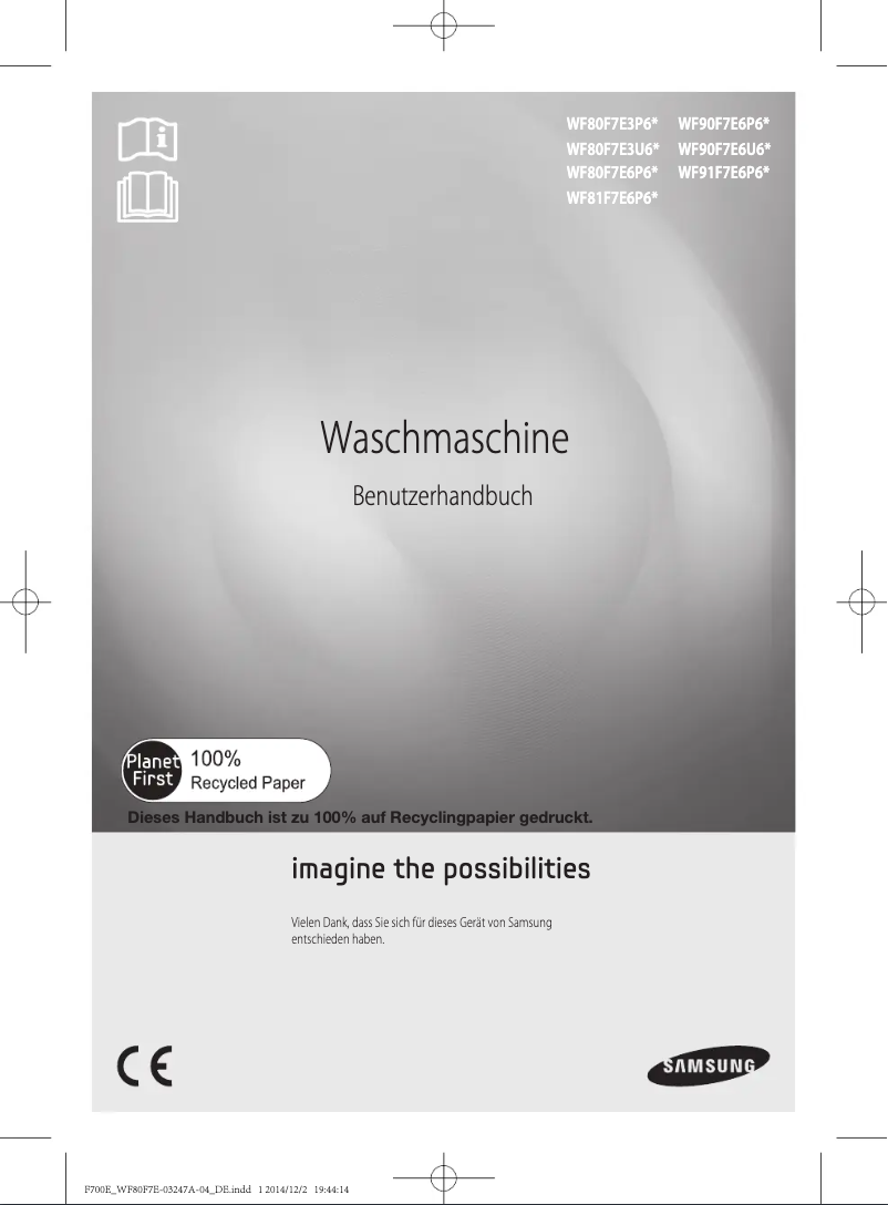 Page 1 de la notice Manuel utilisateur Samsung WF80F7E6P6W3EN