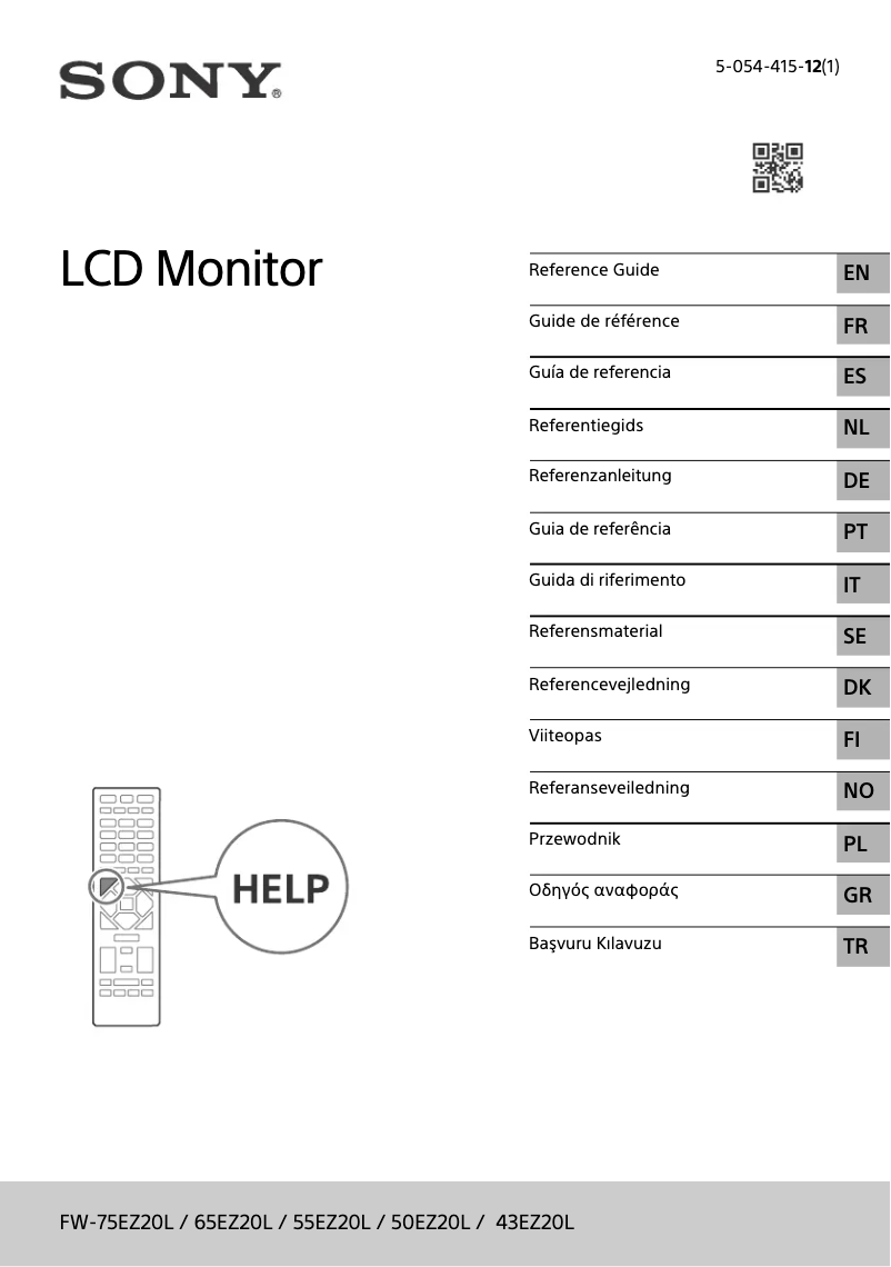 Page 1 de la notice Manuel utilisateur Sony FW-75EZ20L