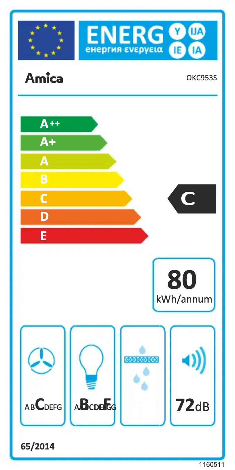 Page 1 de la notice Label énergétique Amica OKC953S