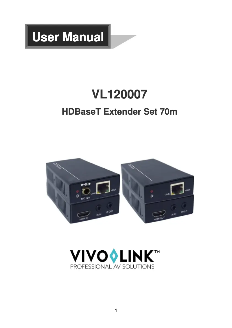 Page n°1 - Manuel utilisateur Vivolink VL120007