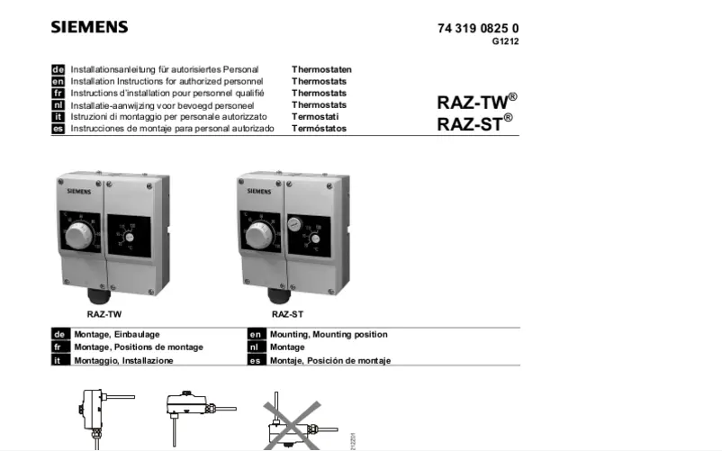 Page 1 de la notice Manuel utilisateur Siemens RAZ-TW
