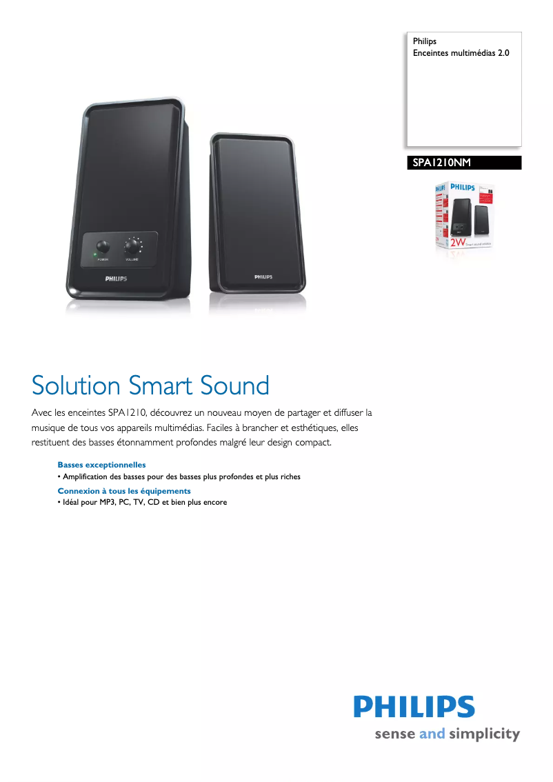 Page n°1 - Fiche technique Philips SPA1210NM