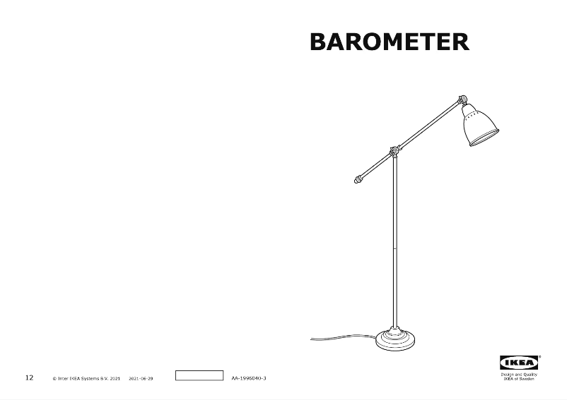 Page 1 de la notice Manuel utilisateur Ikea BAROMETER 703.580.53