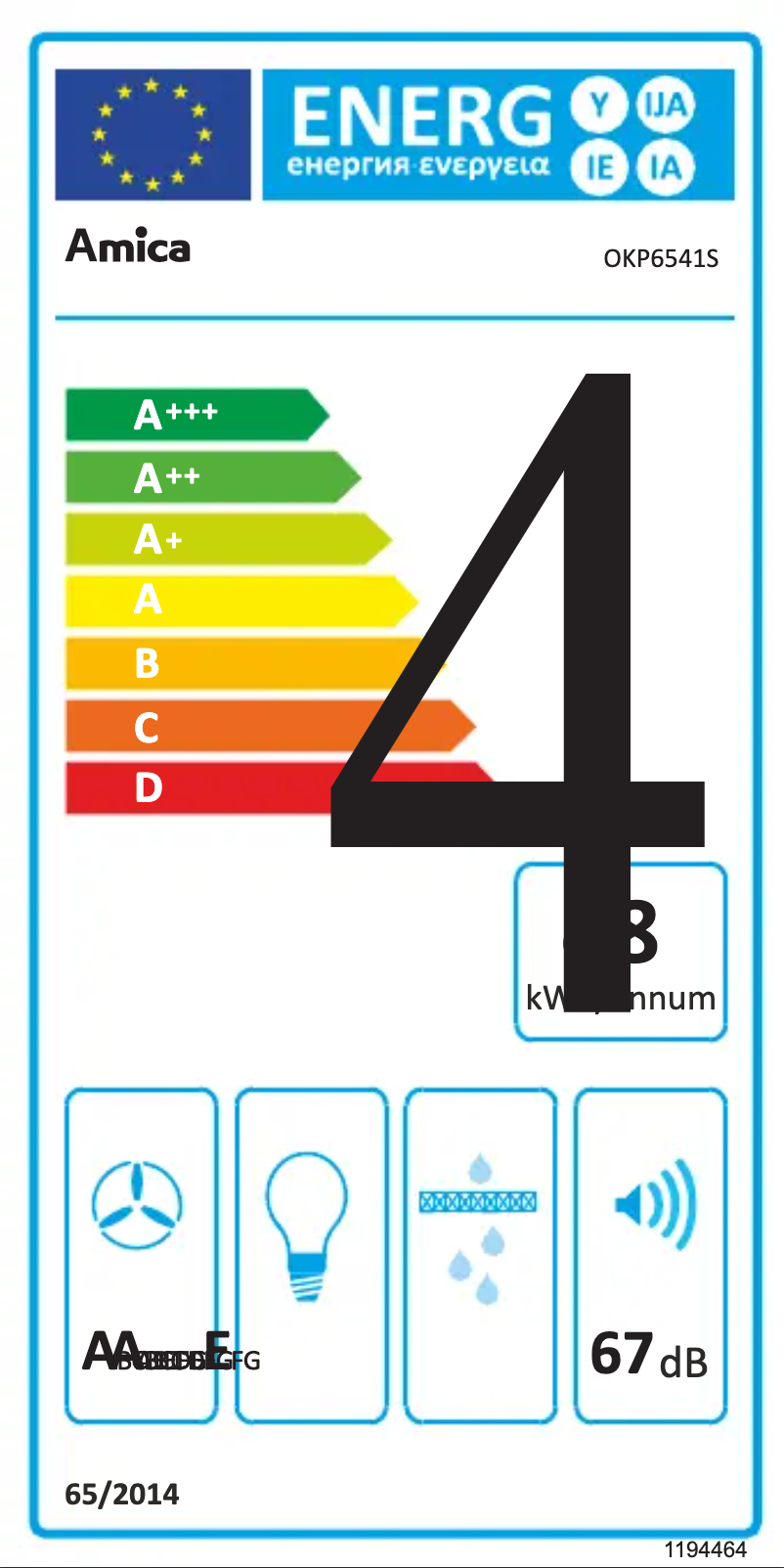 Page n°1 - Label énergétique Amica OKP6541S