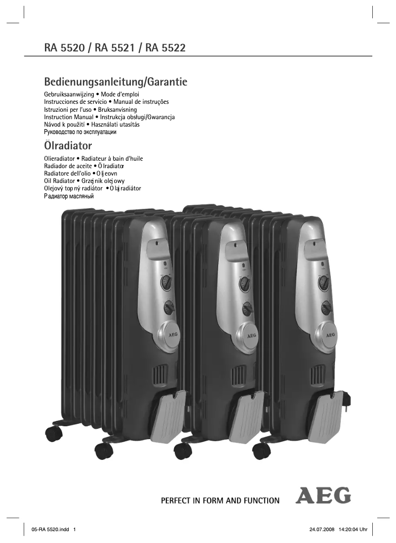 Page 1 de la notice Manuel utilisateur AEG RA 5522
