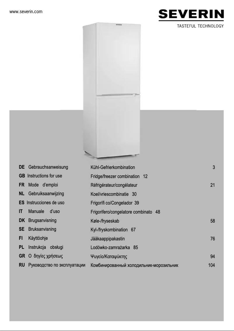 Page n°1 - Manuel utilisateur Severin KS 9784