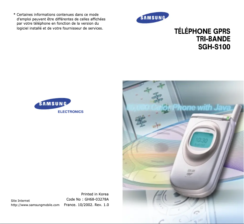 Page n°1 - Manuel utilisateur Samsung SGH-S100