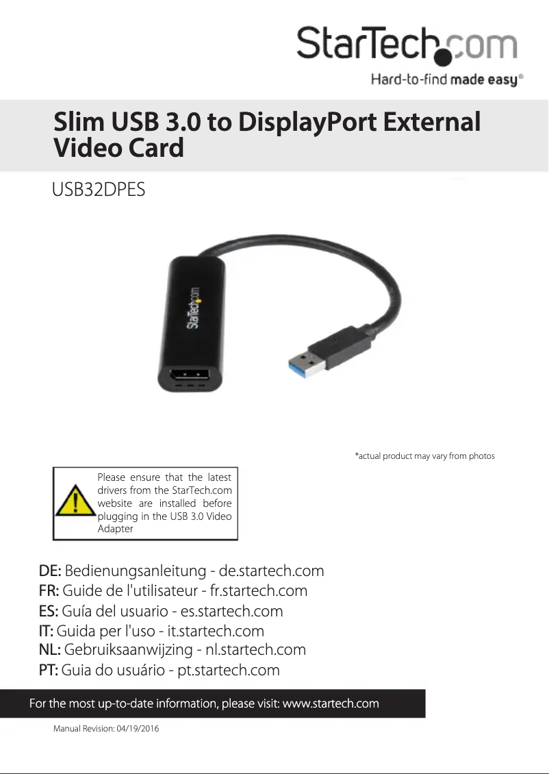 Page n°1 - Manuel utilisateur StarTech.com USB32DPES