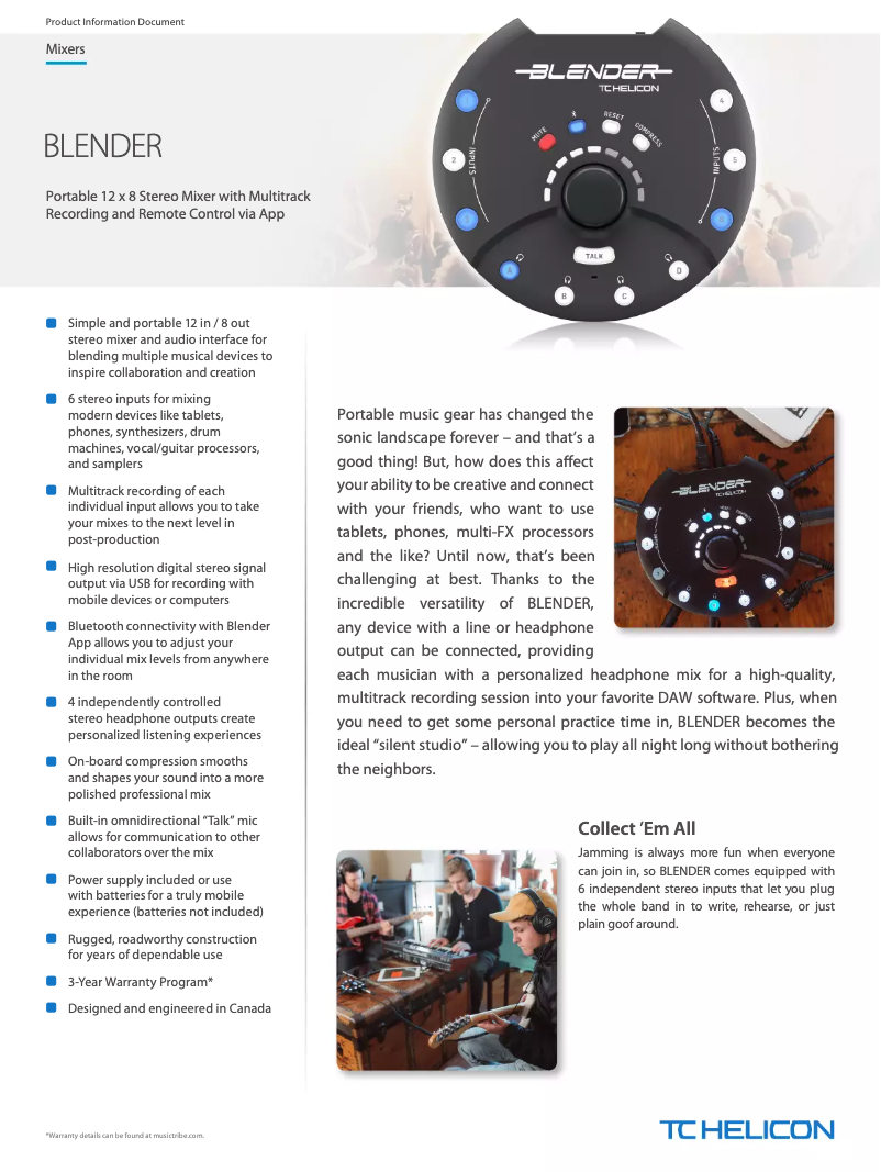 Page n°1 - Fiche technique TC Helicon Blender