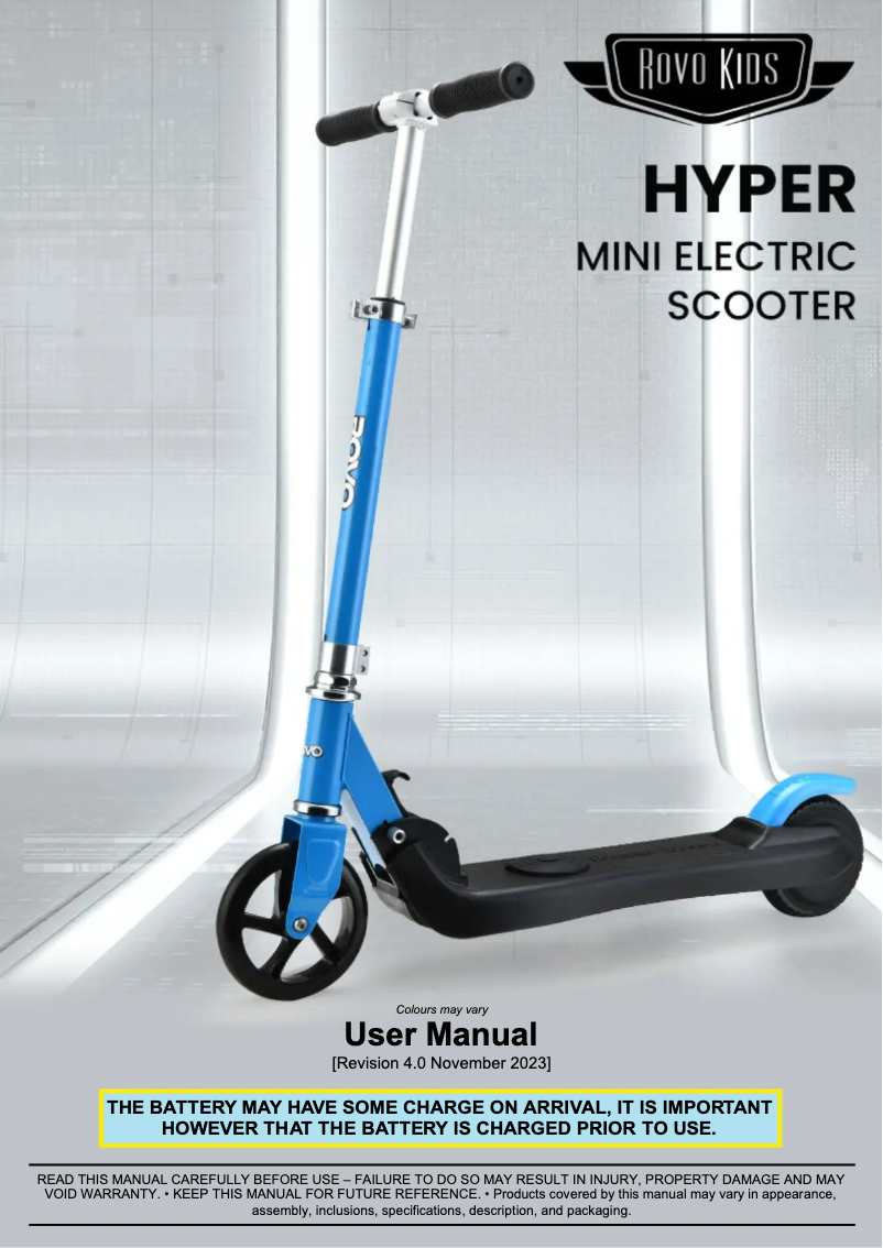 Page 1 de la notice Manuel utilisateur Rovo Kids Hyper