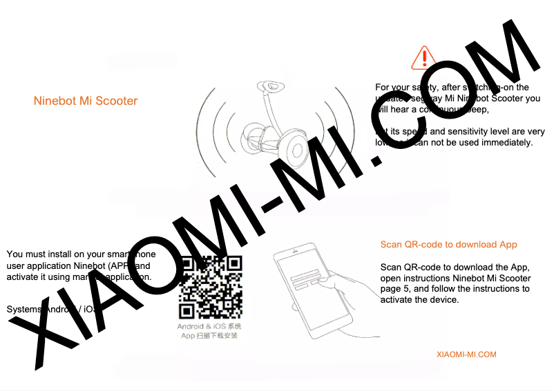 Page 1 de la notice Manuel utilisateur Xiaomi Ninebot Mini Scooter