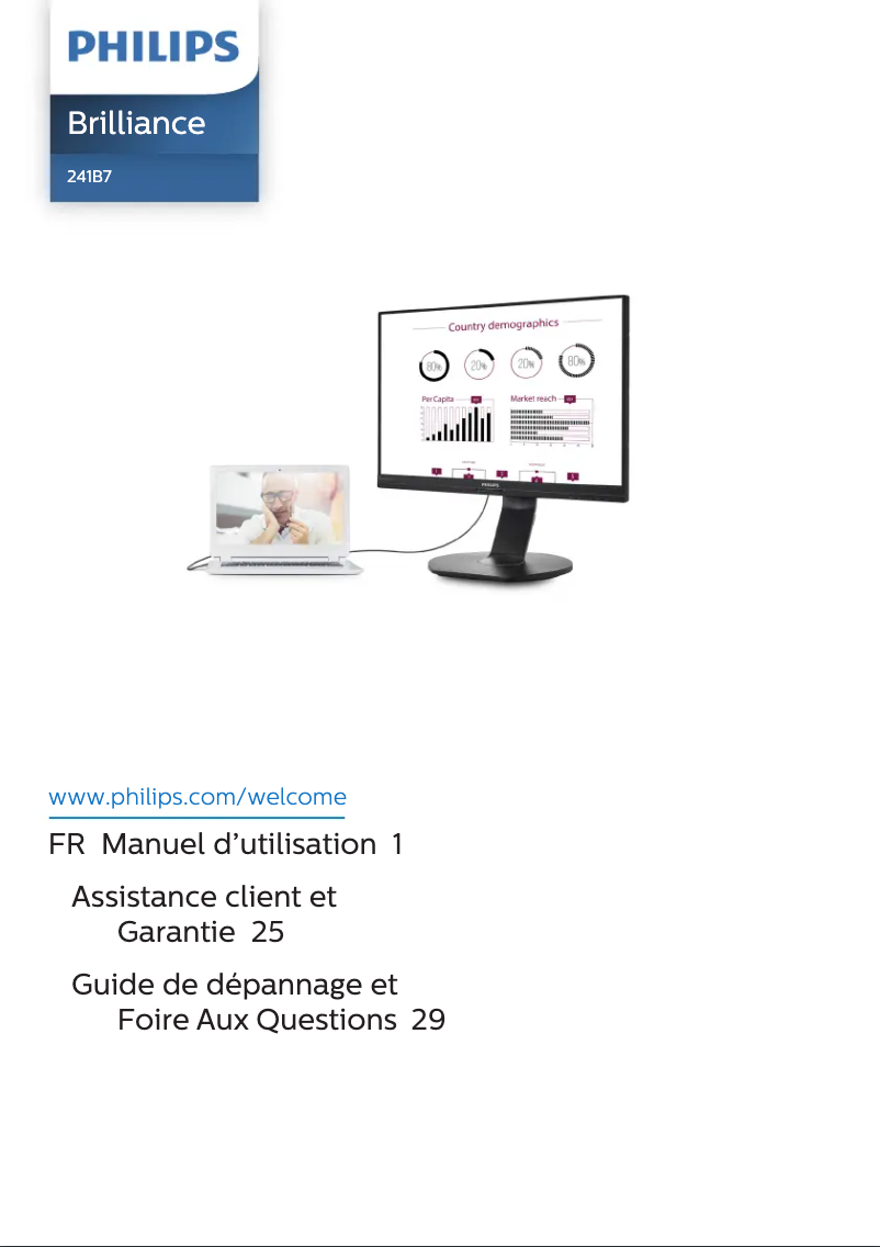 Page 1 de la notice Manuel utilisateur Philips Brilliance 241B7QUPEB