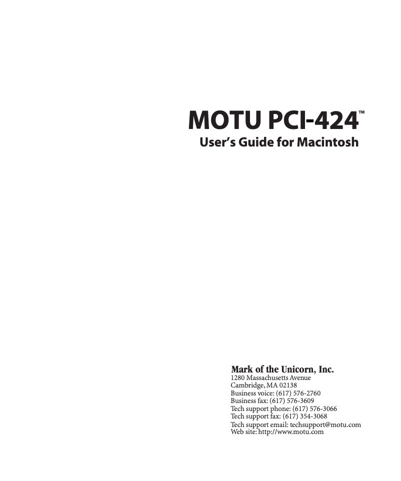 Page n°1 - Manuel utilisateur Motu 24I/O