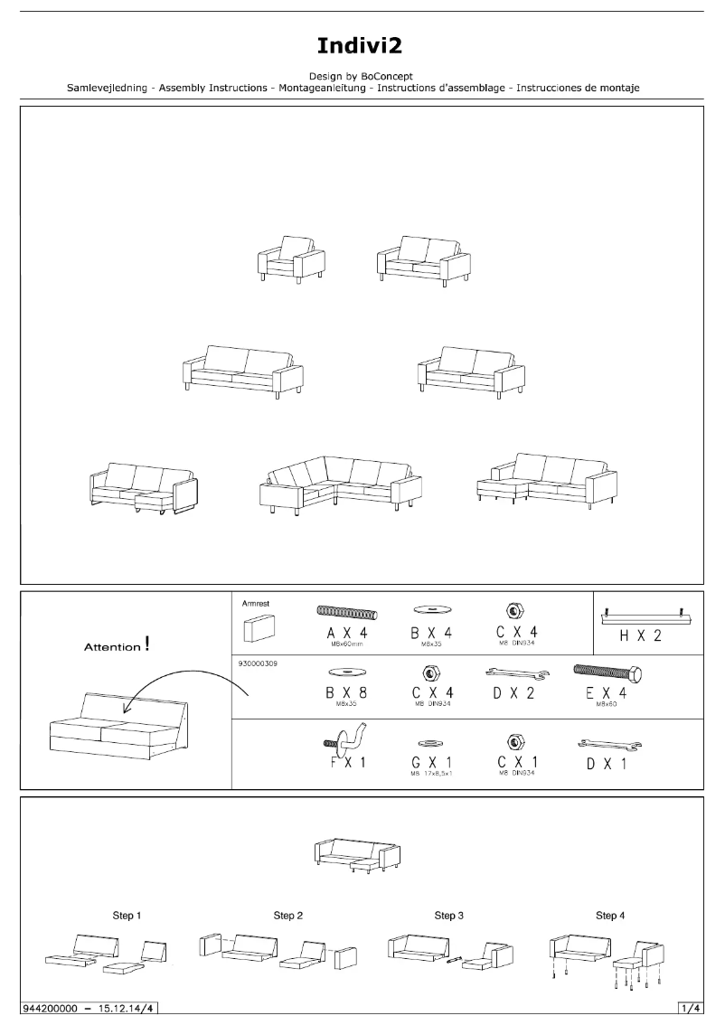 Page 1 de la notice Manuel utilisateur BoConcept Indivi2