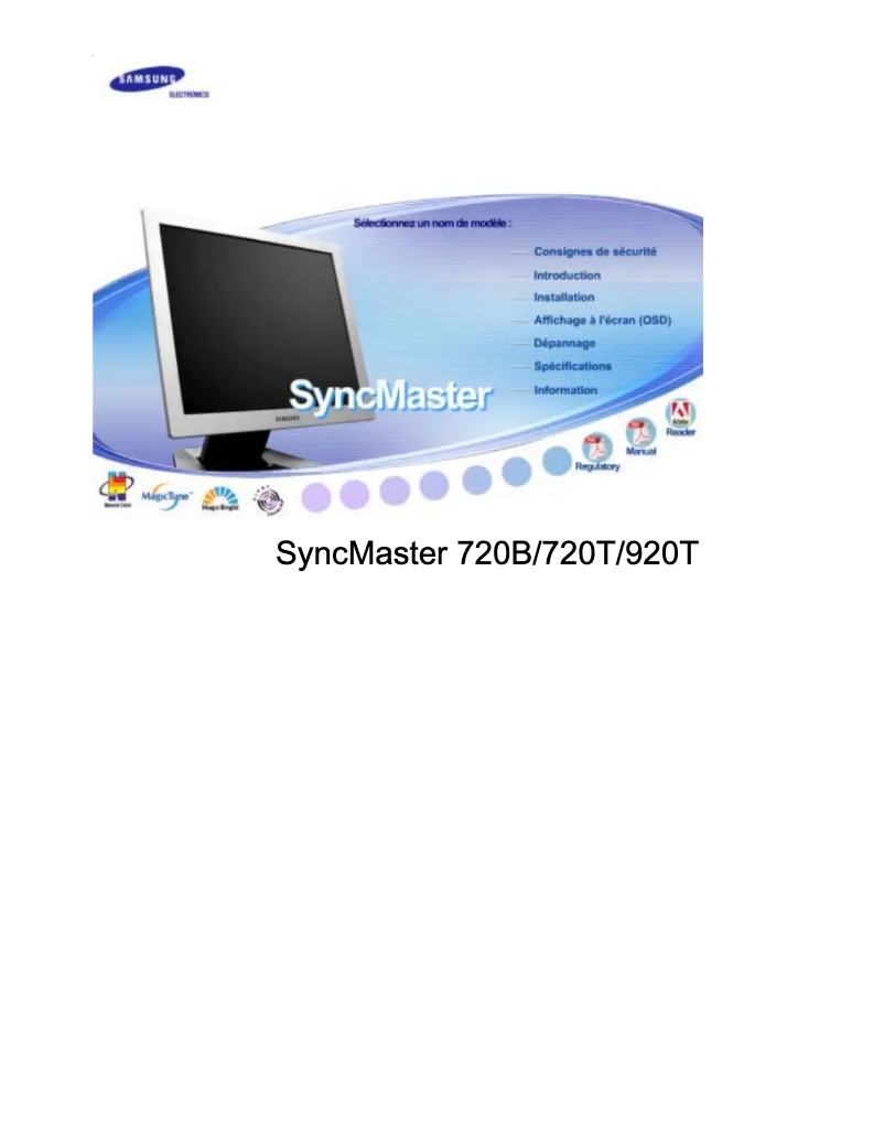 Page 1 de la notice Manuel utilisateur Samsung SyncMaster 720B