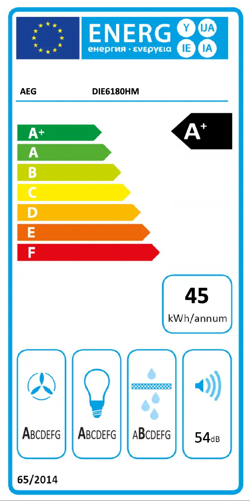 Page n°1 - Label énergétique AEG DIE6180HM