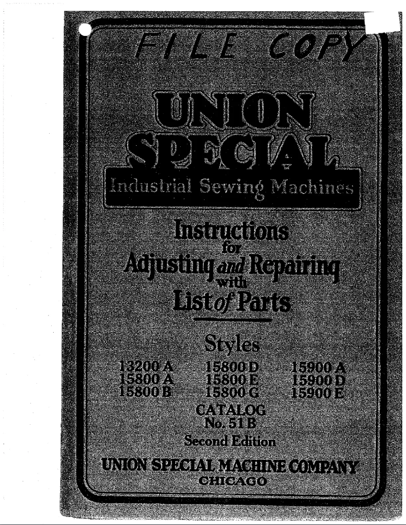 Page n°1 - Manuel utilisateur Union Special 15900E